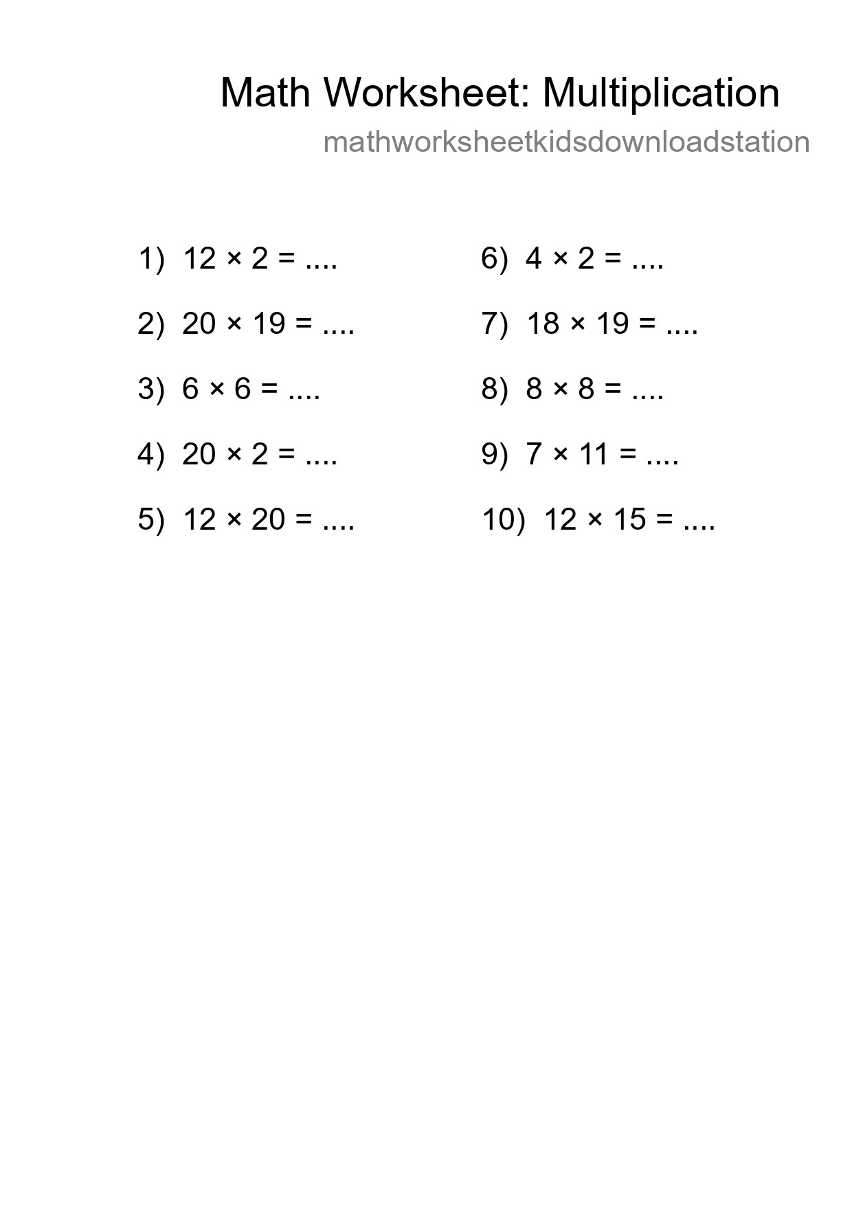 Free 10 Multiplication Math Worksheet For Grade 2 With Answers - Part 139