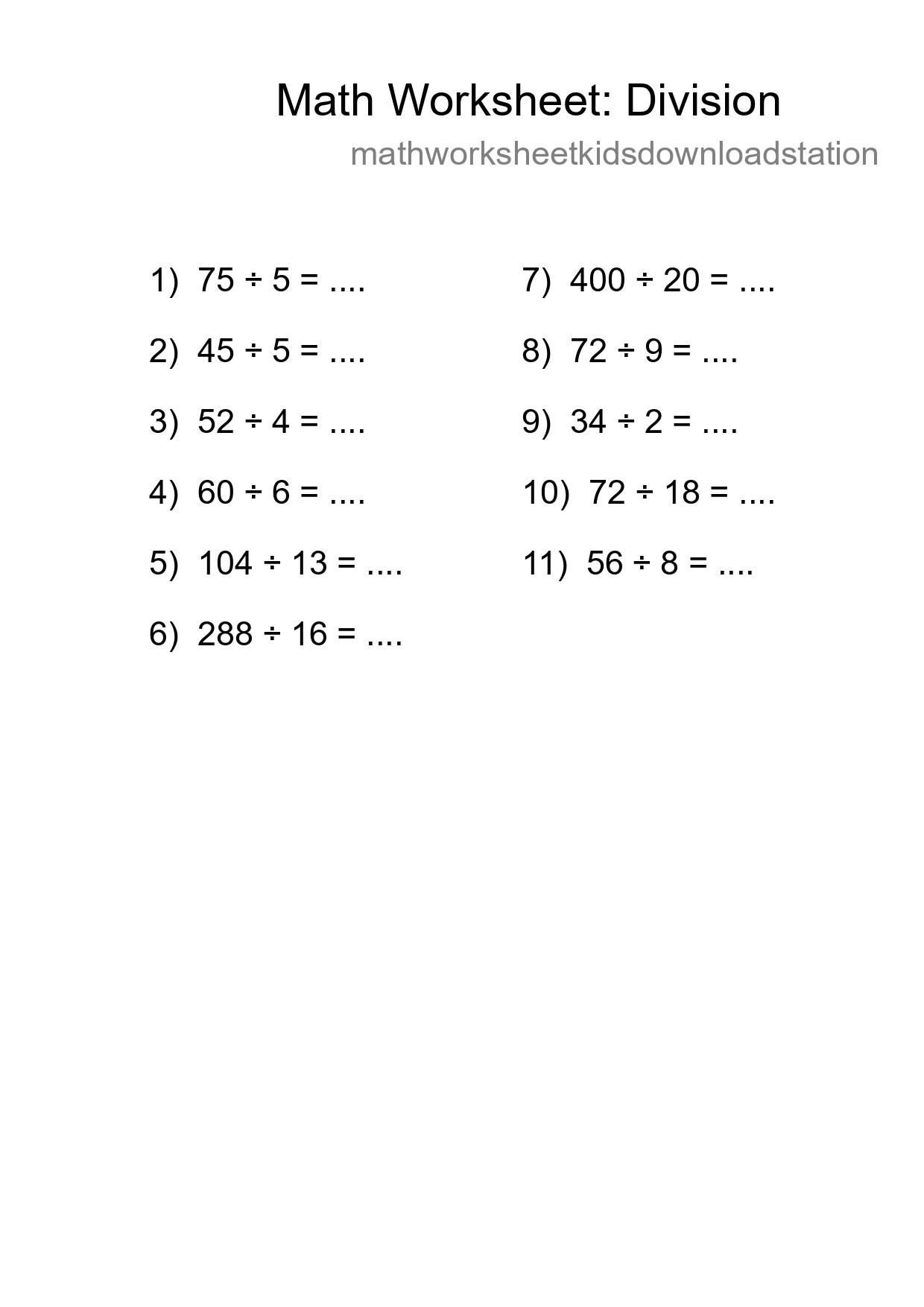 Free 11 Division Math Worksheet For Grade 2 With Answers - Part 114