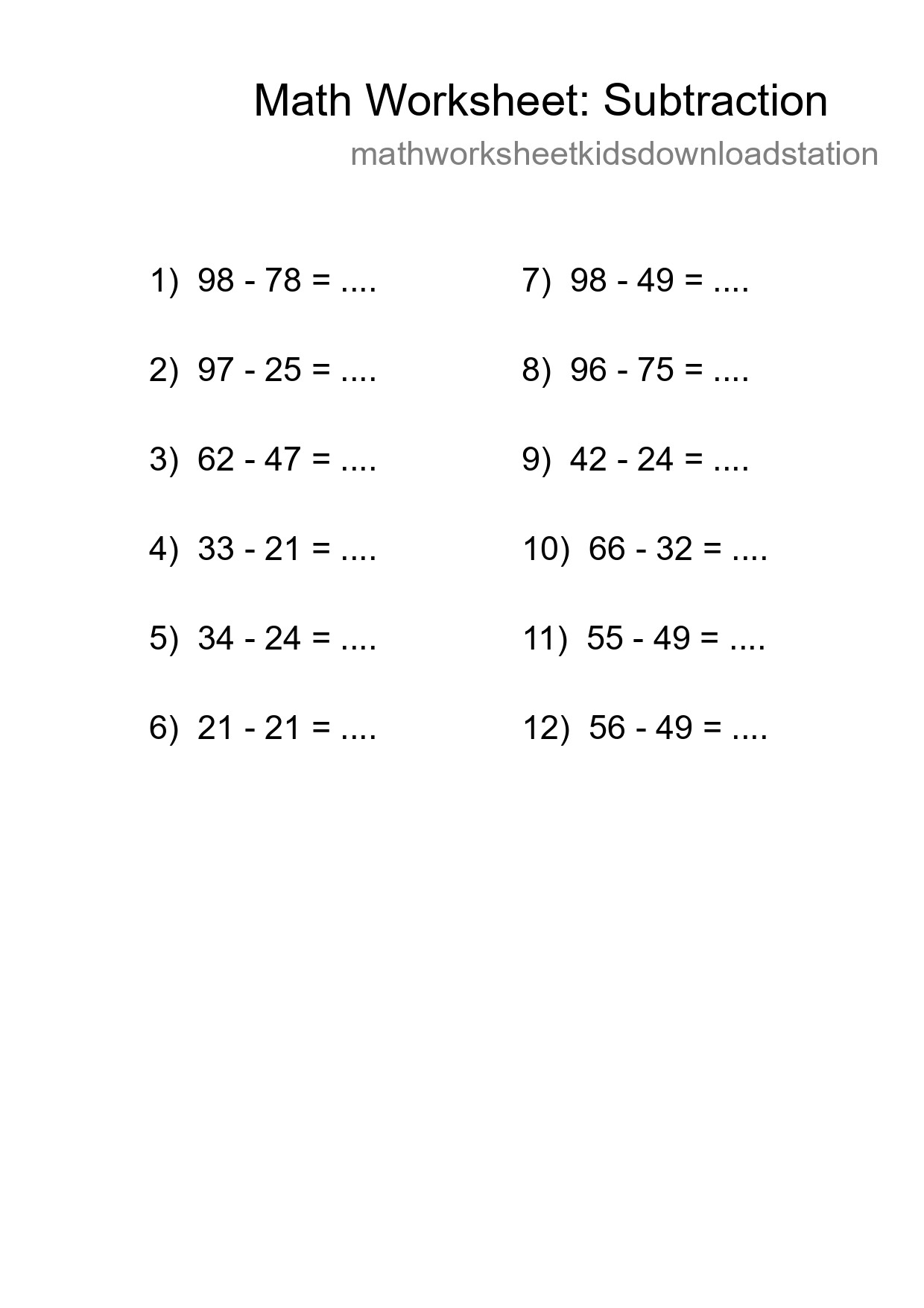 Free 12 Subtraction Math Worksheet For Grade 3 - Part 239