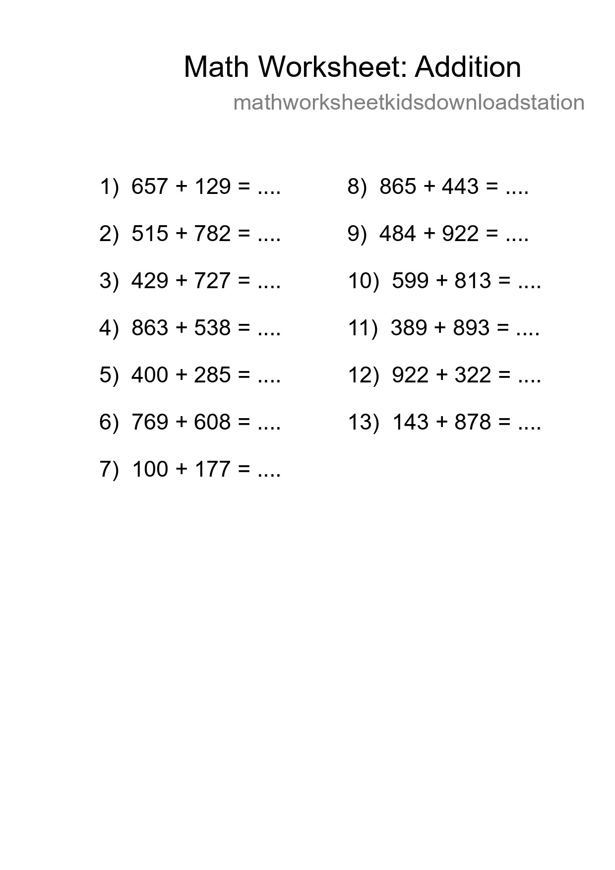 Free 13 Addition Math Worksheet For Grade 5 With Answers - Part 34