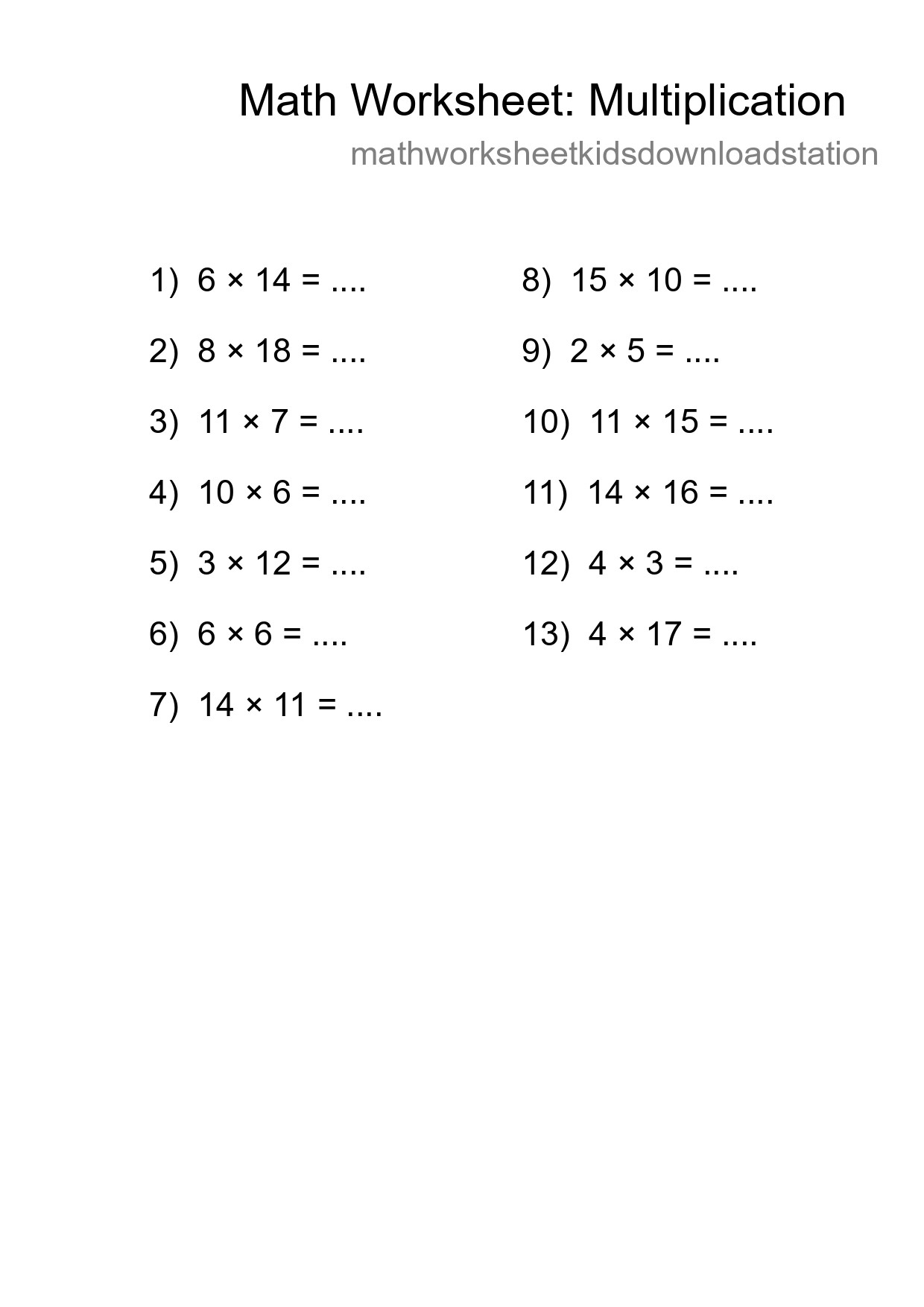 Free 13 Multiplication Math Worksheet For Grade 2 With Answers - Part 29