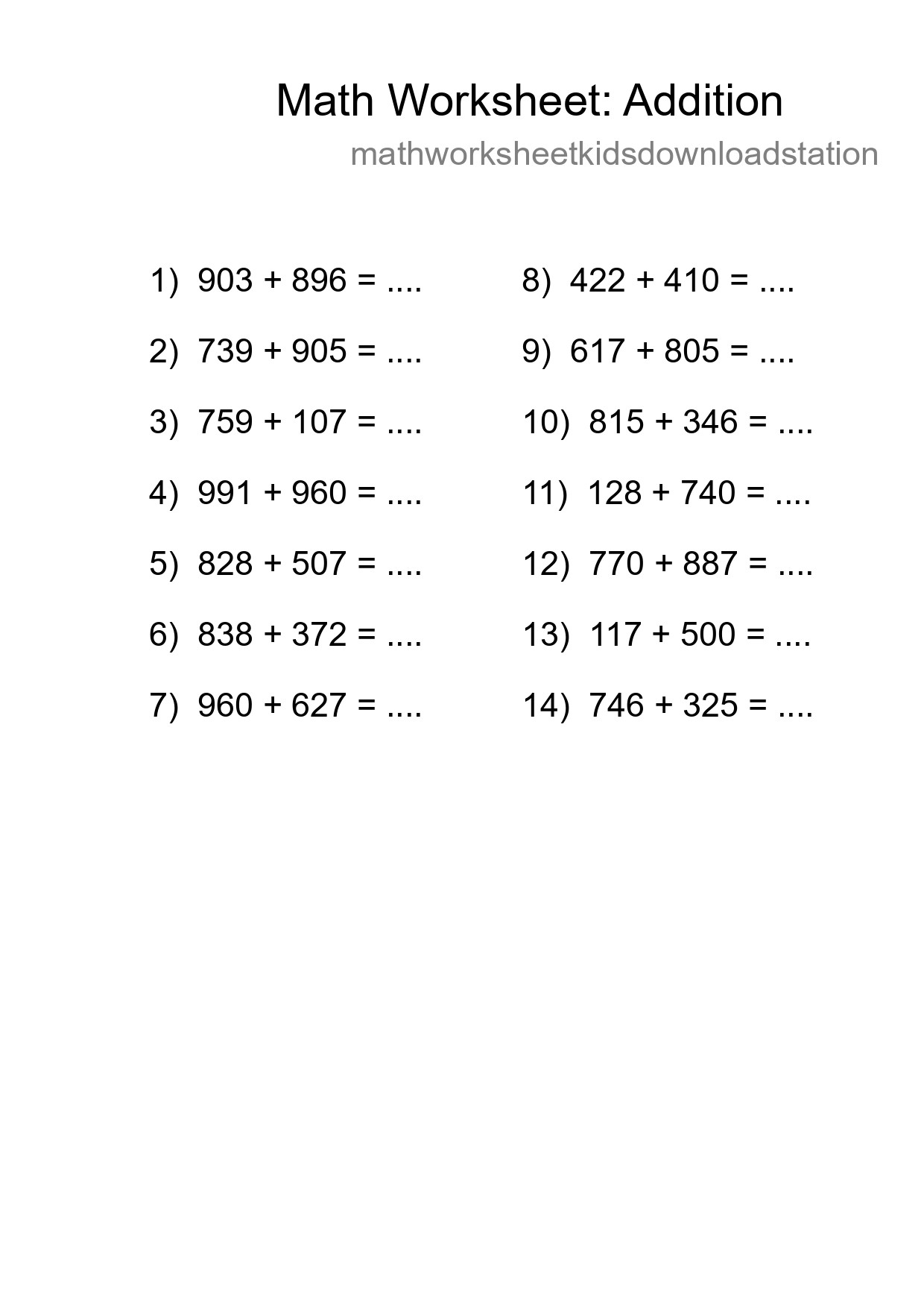 Free 14 Addition Math Worksheet For Grade 5 With Answers - Part 166
