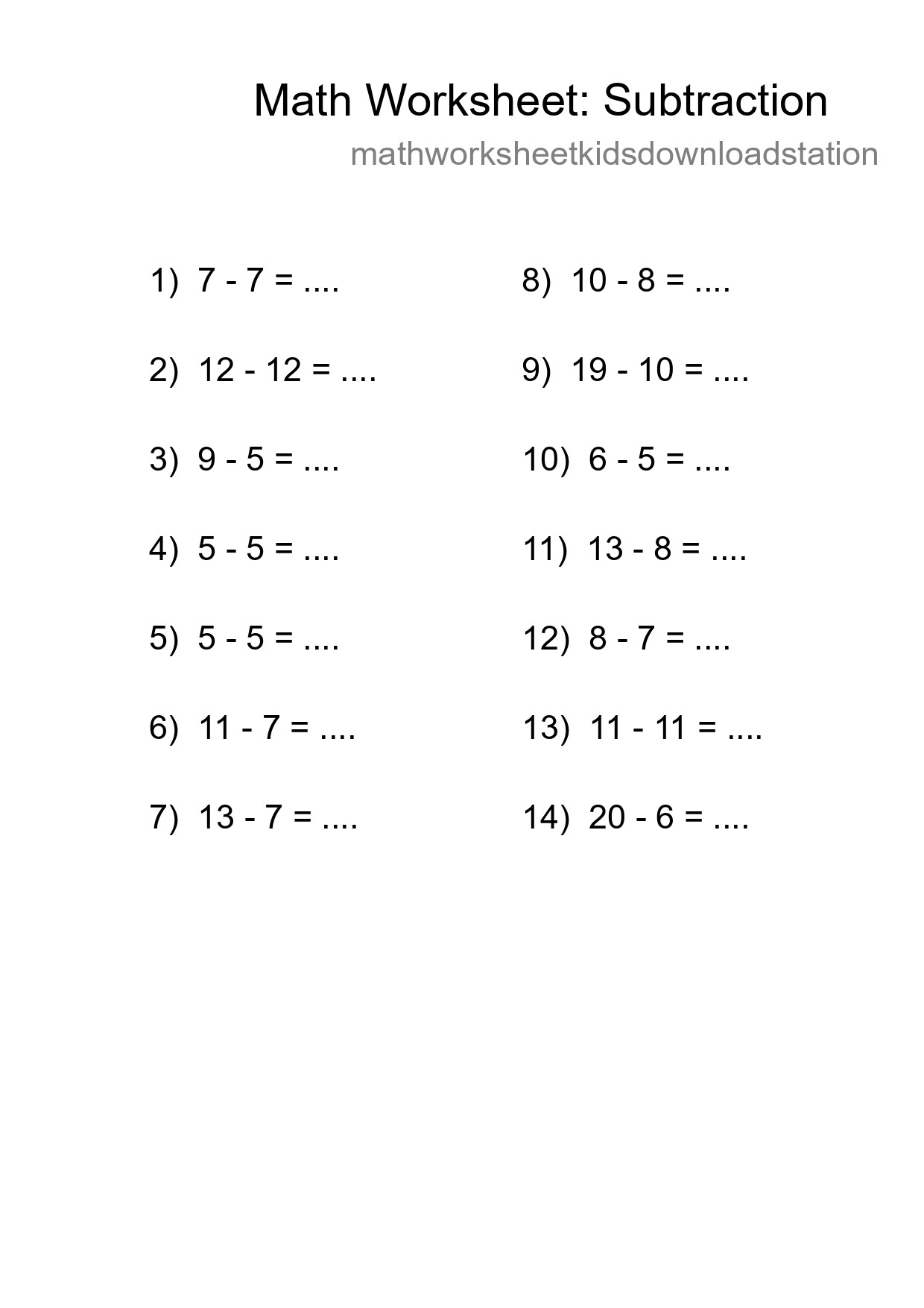 Free 14 Subtraction Math Worksheet For Grade 2 - Part 151
