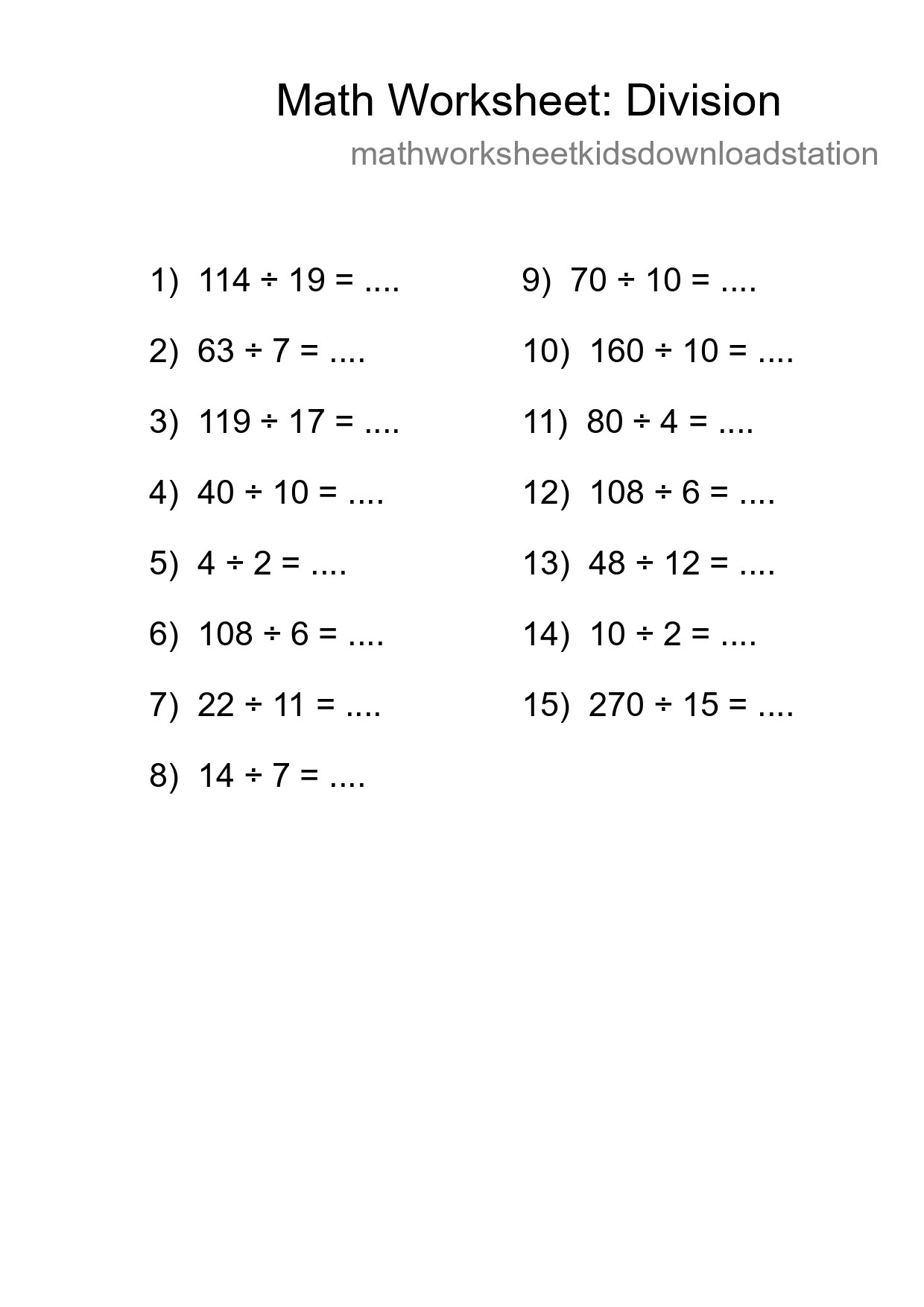Free 15 Division Math Worksheet For Grade 2 - Part 136
