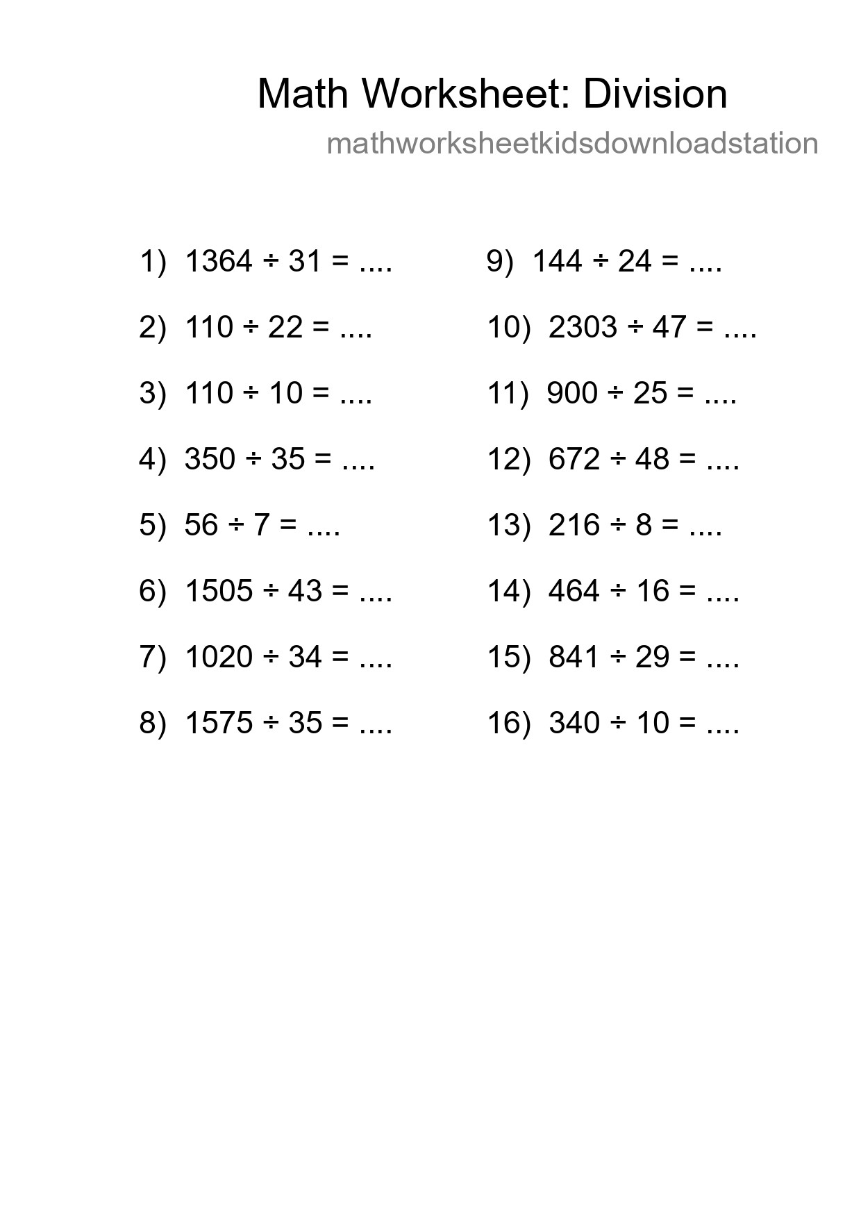Free 16 Division Math Worksheet For Grade 2 - Part 125