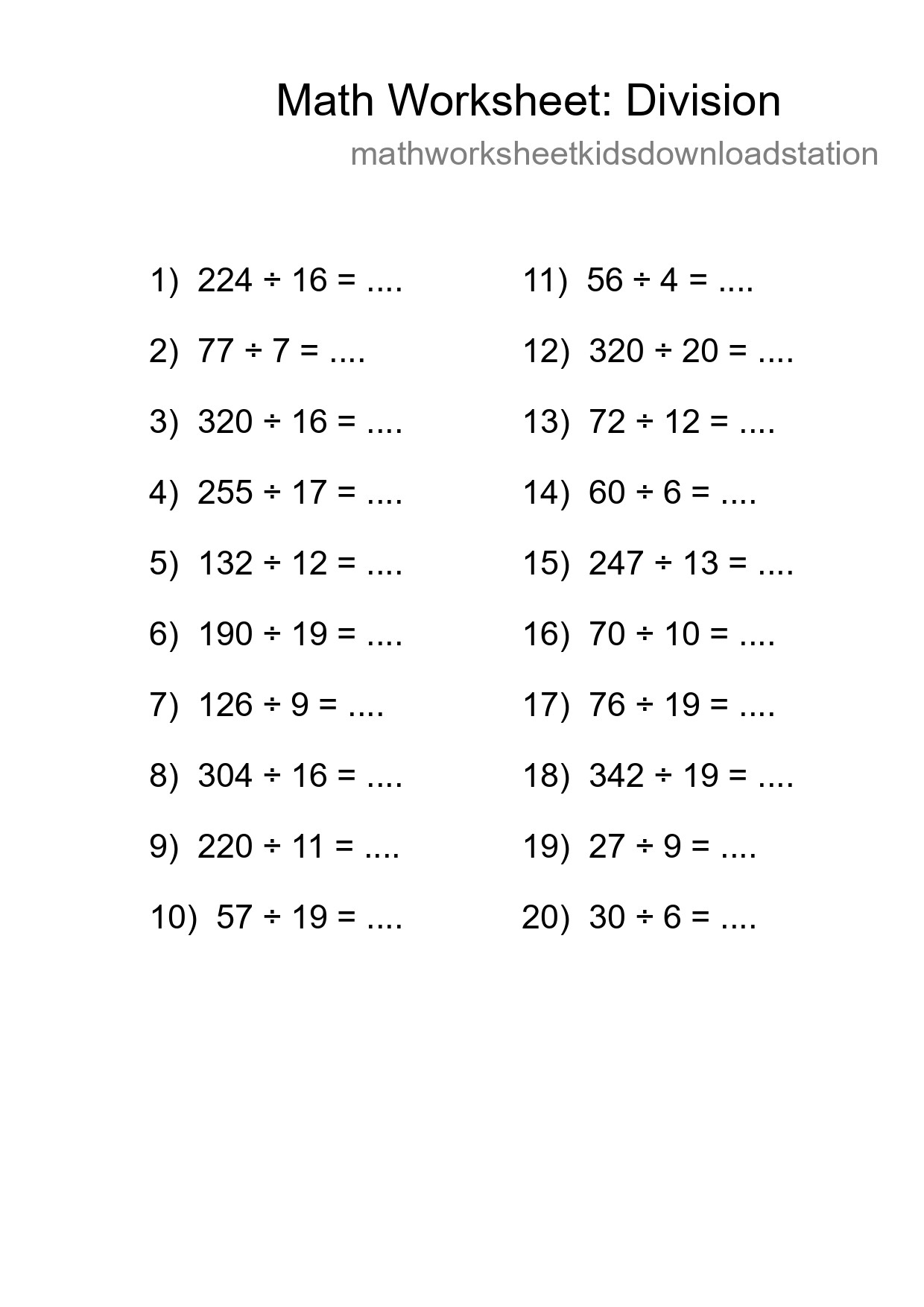 Free 20 Division Math Worksheet For Grade 2 - Part 246