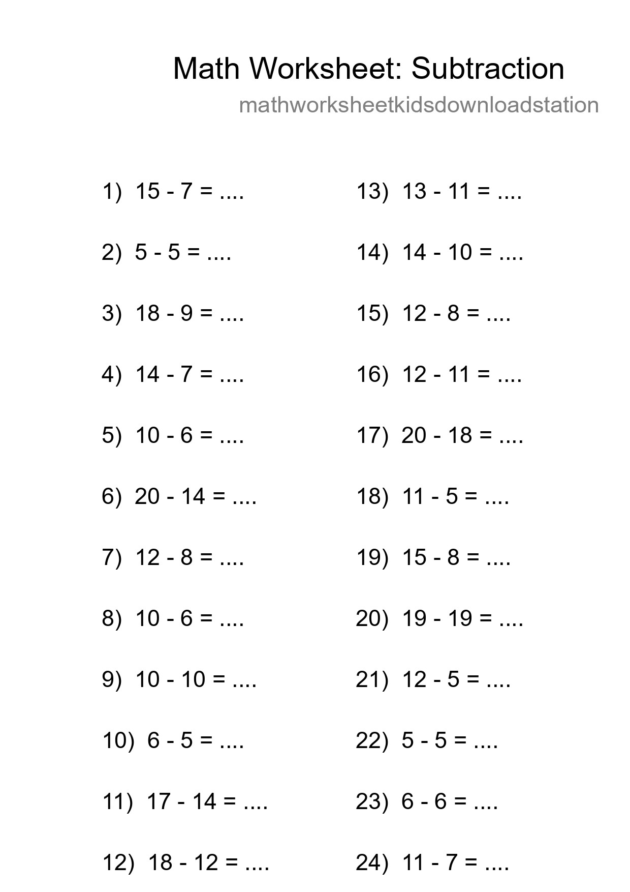 Free 24 Subtraction Math Worksheet For Grade 2 With Answers - Part 162