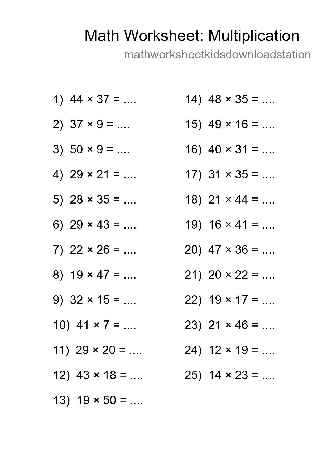 Free 25 Multiplication Math Worksheet For Grade 2 With Answers - Part 238