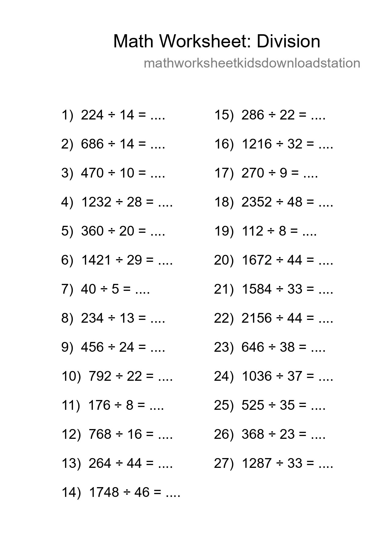 Free 27 Division Math Worksheet For Grade 2 - Part 103