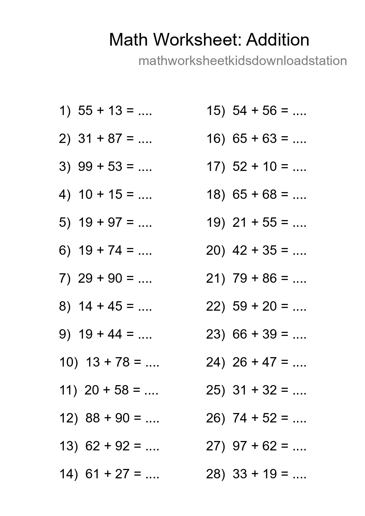 Free 28 Addition Math Worksheet For Grade 3 With Answers - Part 78