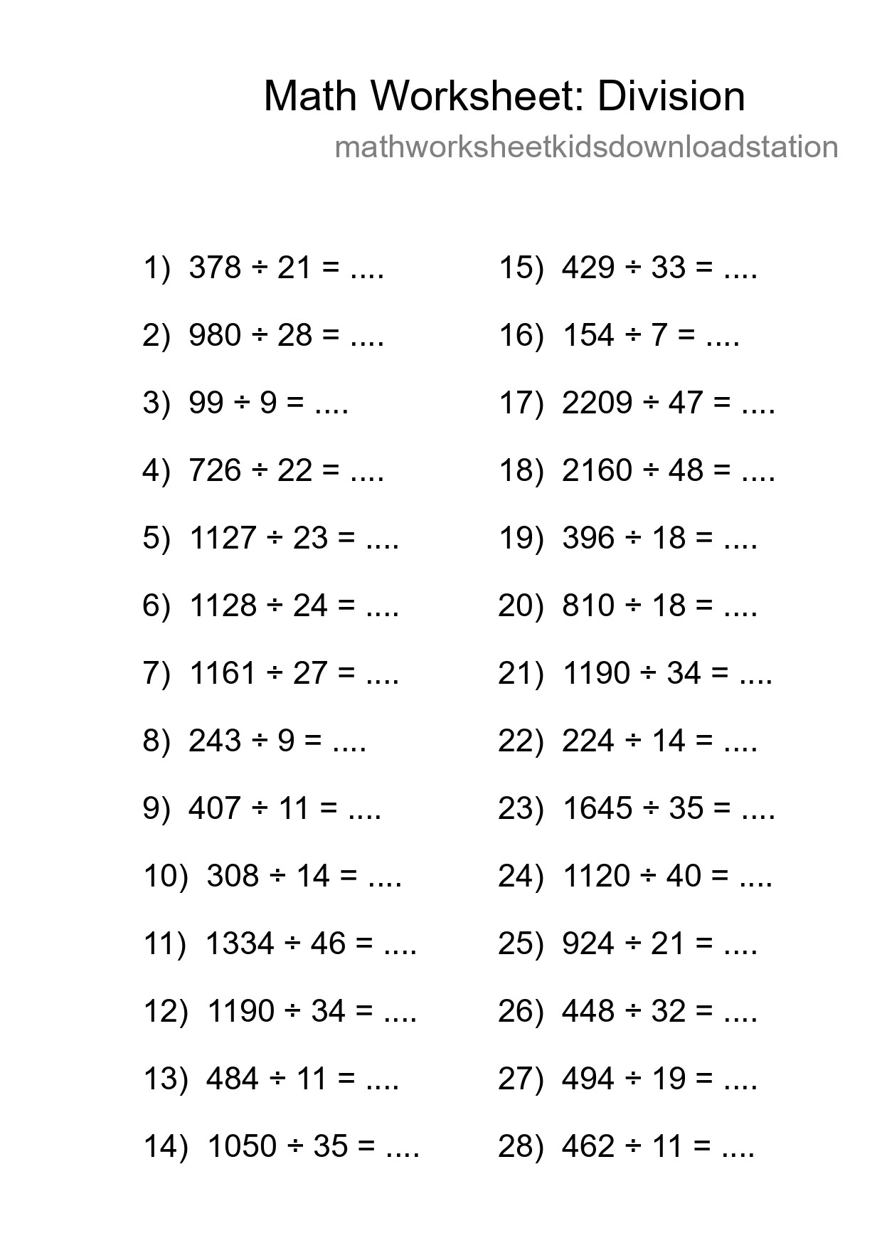 Free 28 Division Math Worksheet For Grade 2 - Part 224