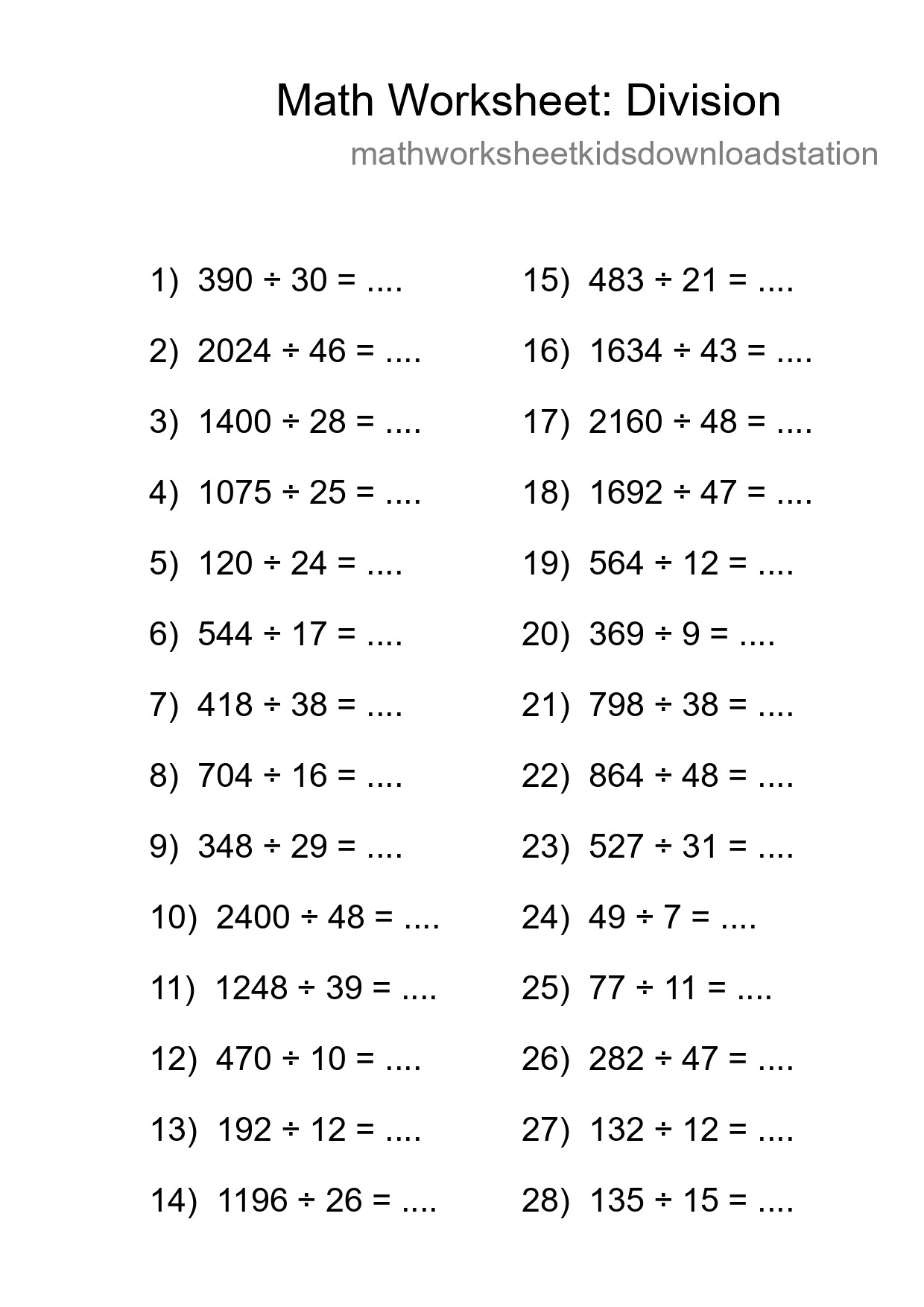 Free 28 Division Math Worksheet For Grade 2 - Part 59