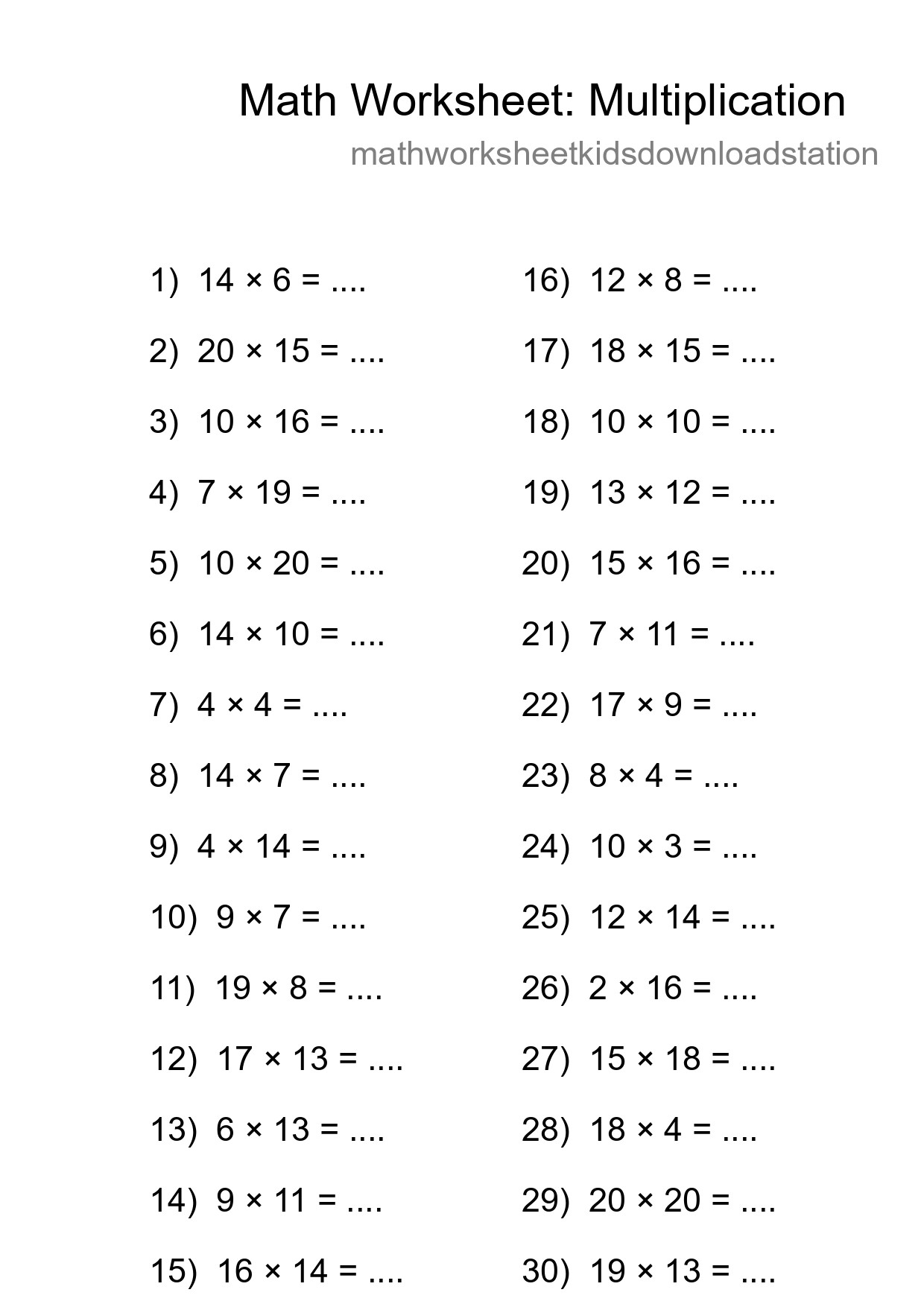 Free 30 Multiplication Math Worksheet For Grade 2 - Part 95