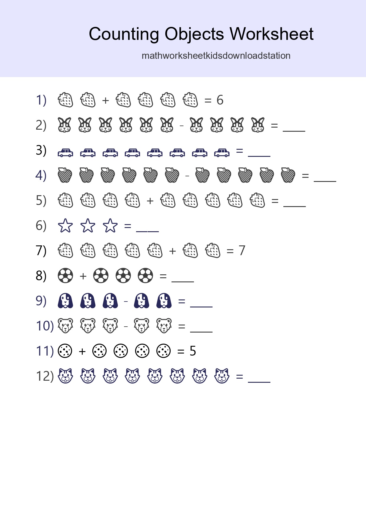 Free Counting Objects Worksheet For Kindergarten - Part 80