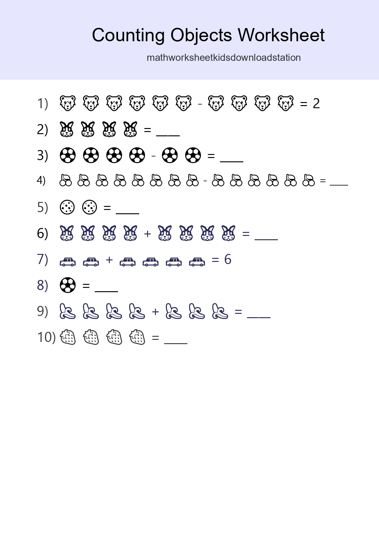 Free Counting Objects Worksheet For Kindergarten Printable - Part 223