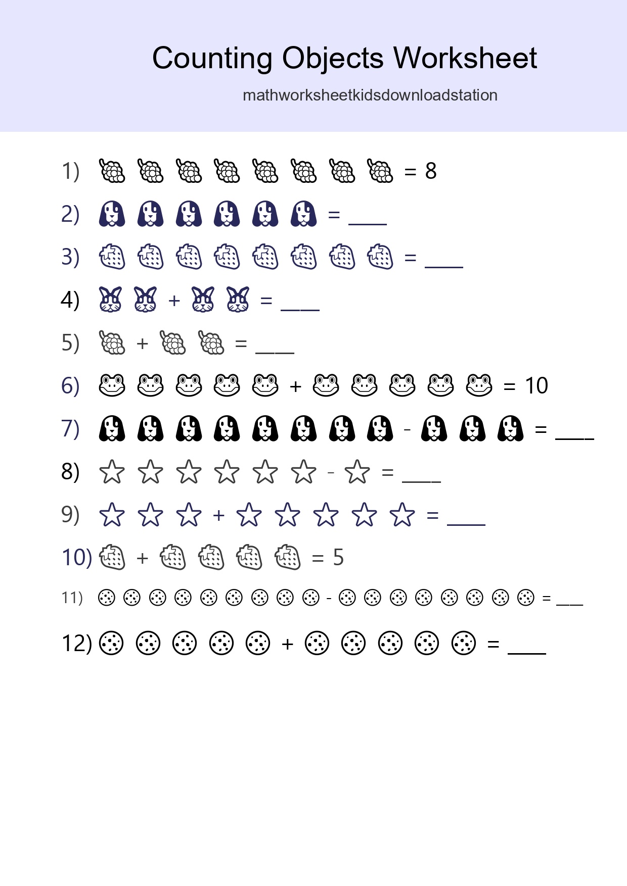 Free Counting Objects Worksheet For Kindergarten Printable - Part 245