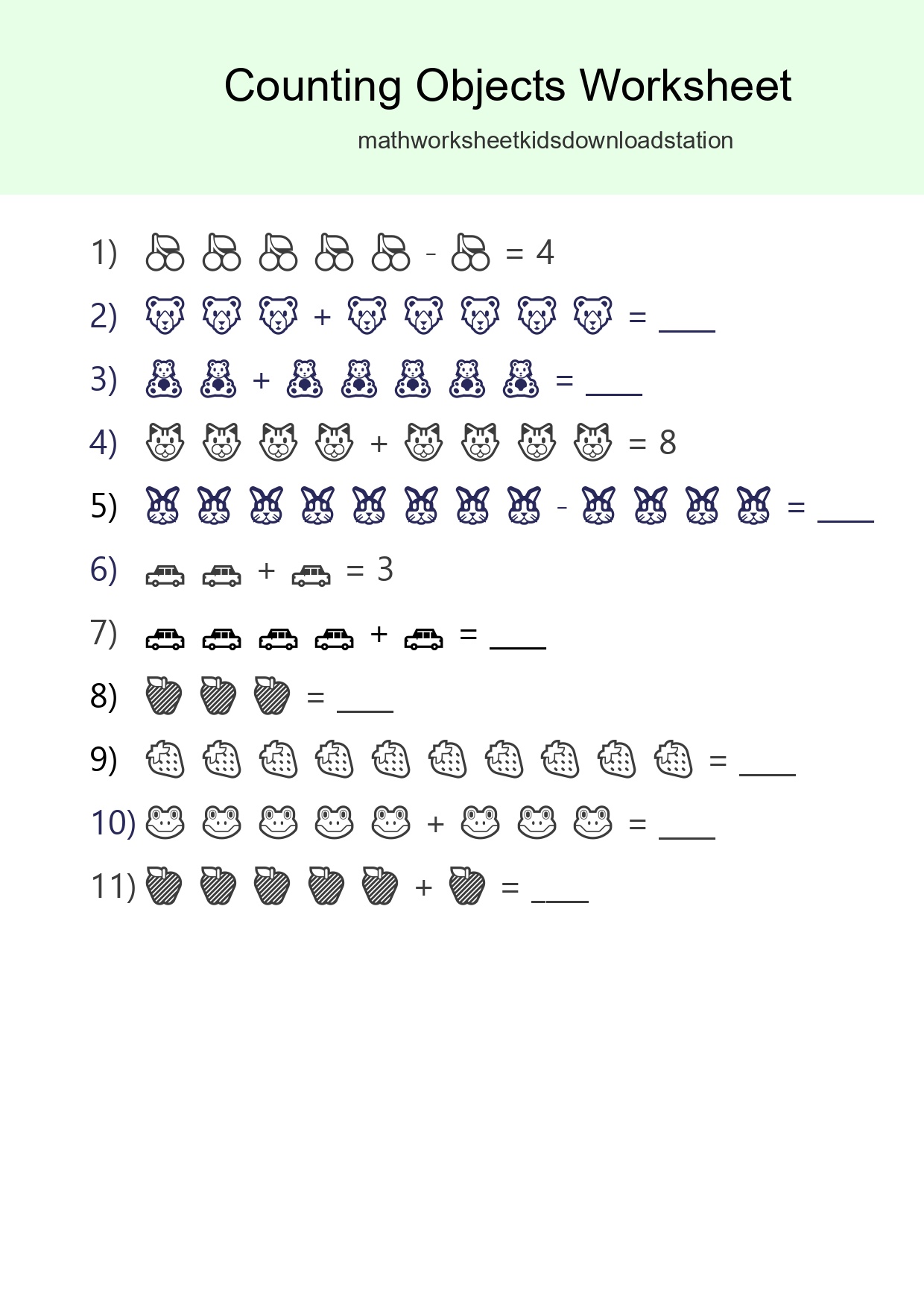 Free Counting Objects Worksheet For Kindergarten Printable - Part 3