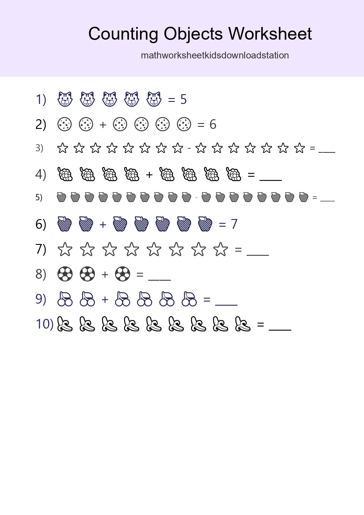 Free Counting Objects Worksheet For Kindergarten Printable - Part 58