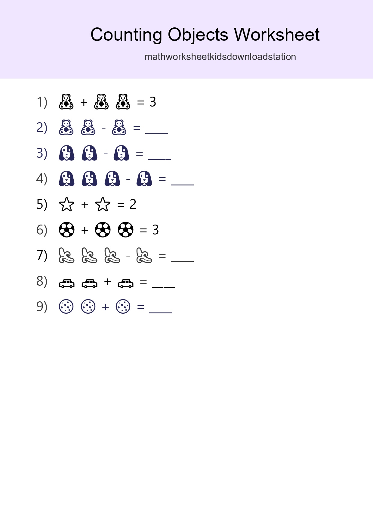 Free Counting Objects Worksheet For Pre-K - Part 102