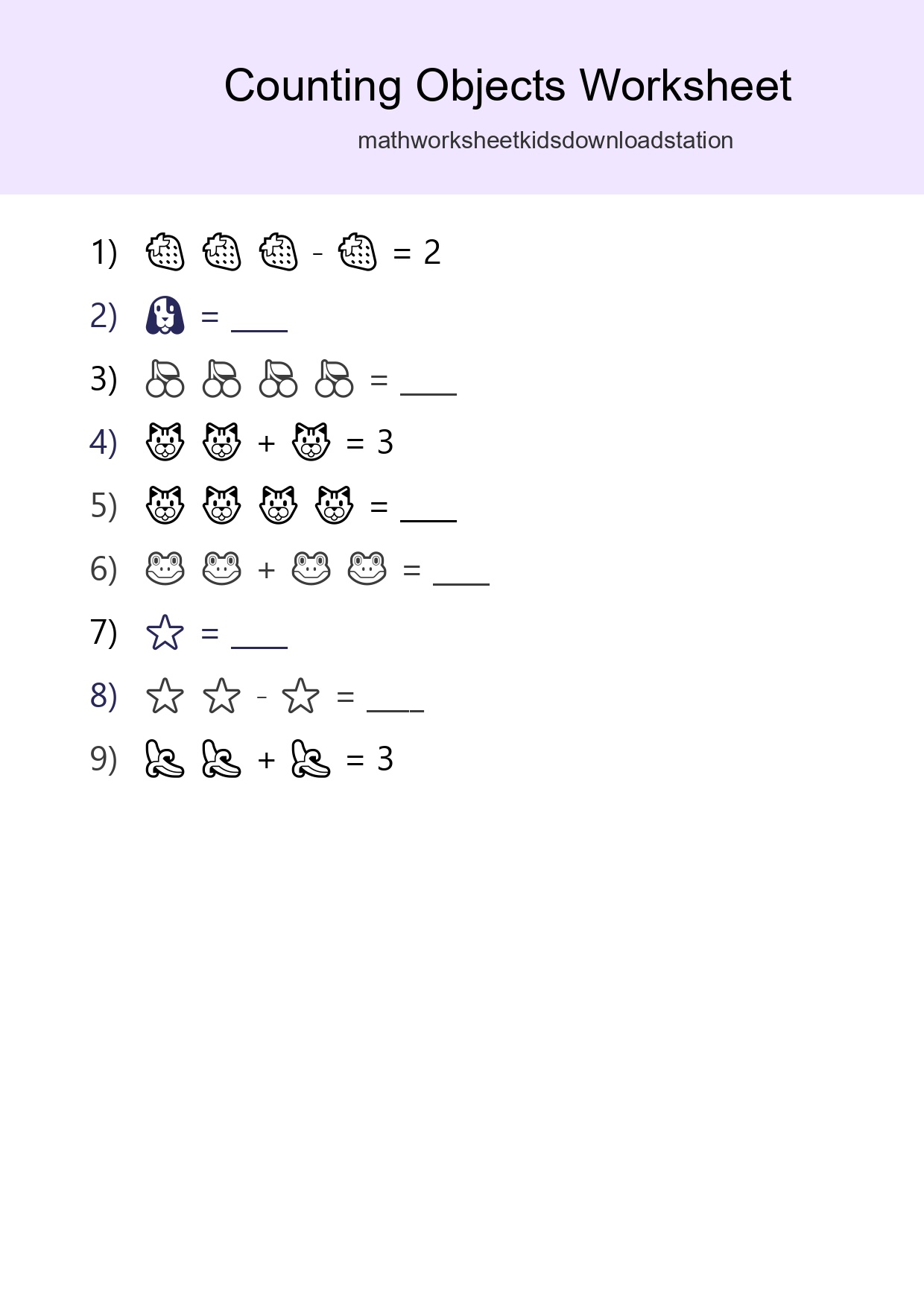 Free Counting Objects Worksheet For Pre-K Printable - Part 113