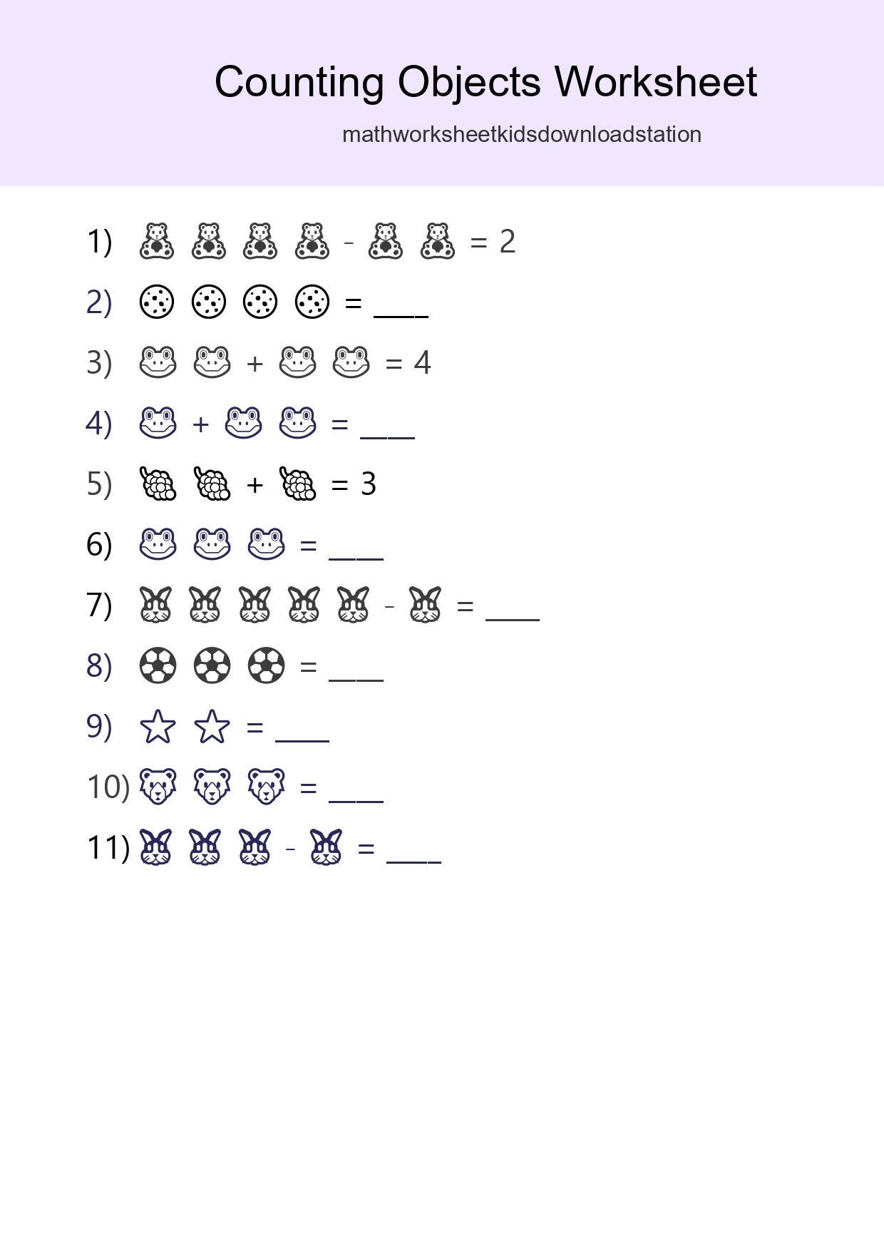 Free Counting Objects Worksheet For Pre-K Printable - Part 69