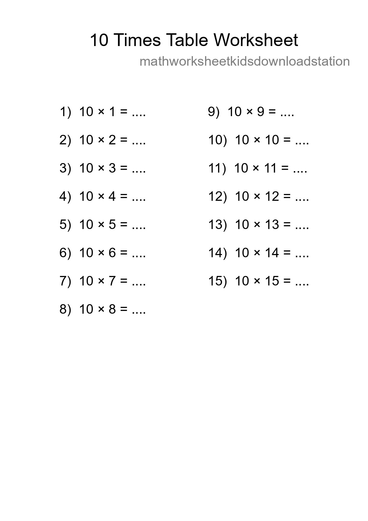Grade 3 Multiplication Table 10 Practice - Part 163