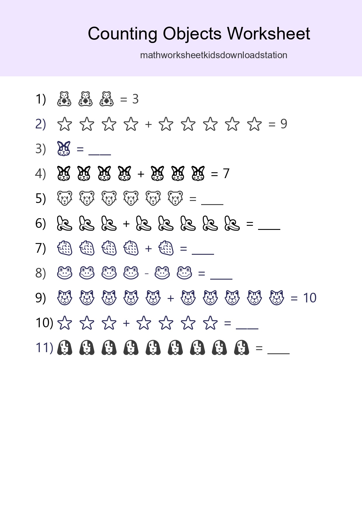 Kindergarten Count The Objects Worksheet - Part 14