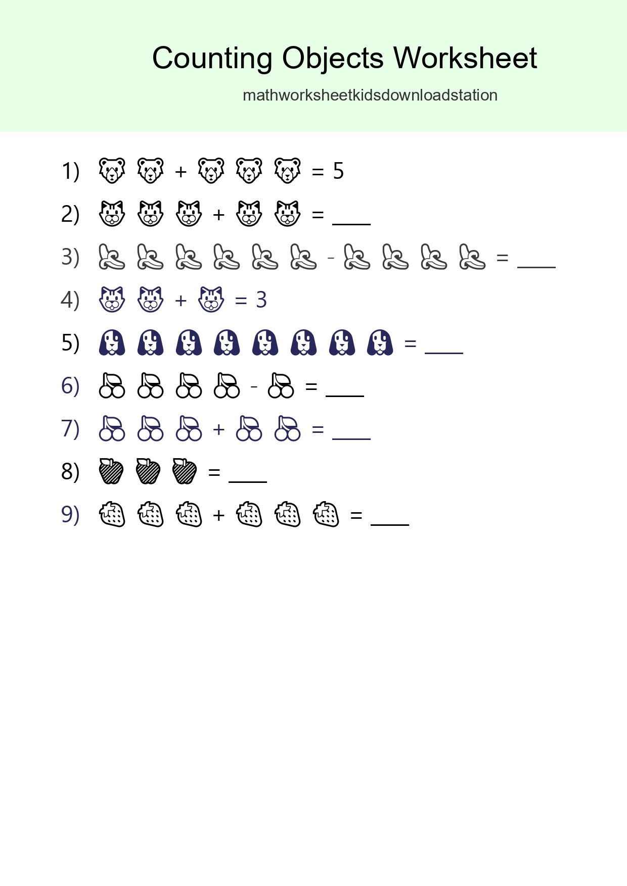 Learn Counting With Pictures Worksheet (Kindergarten) - Part 47