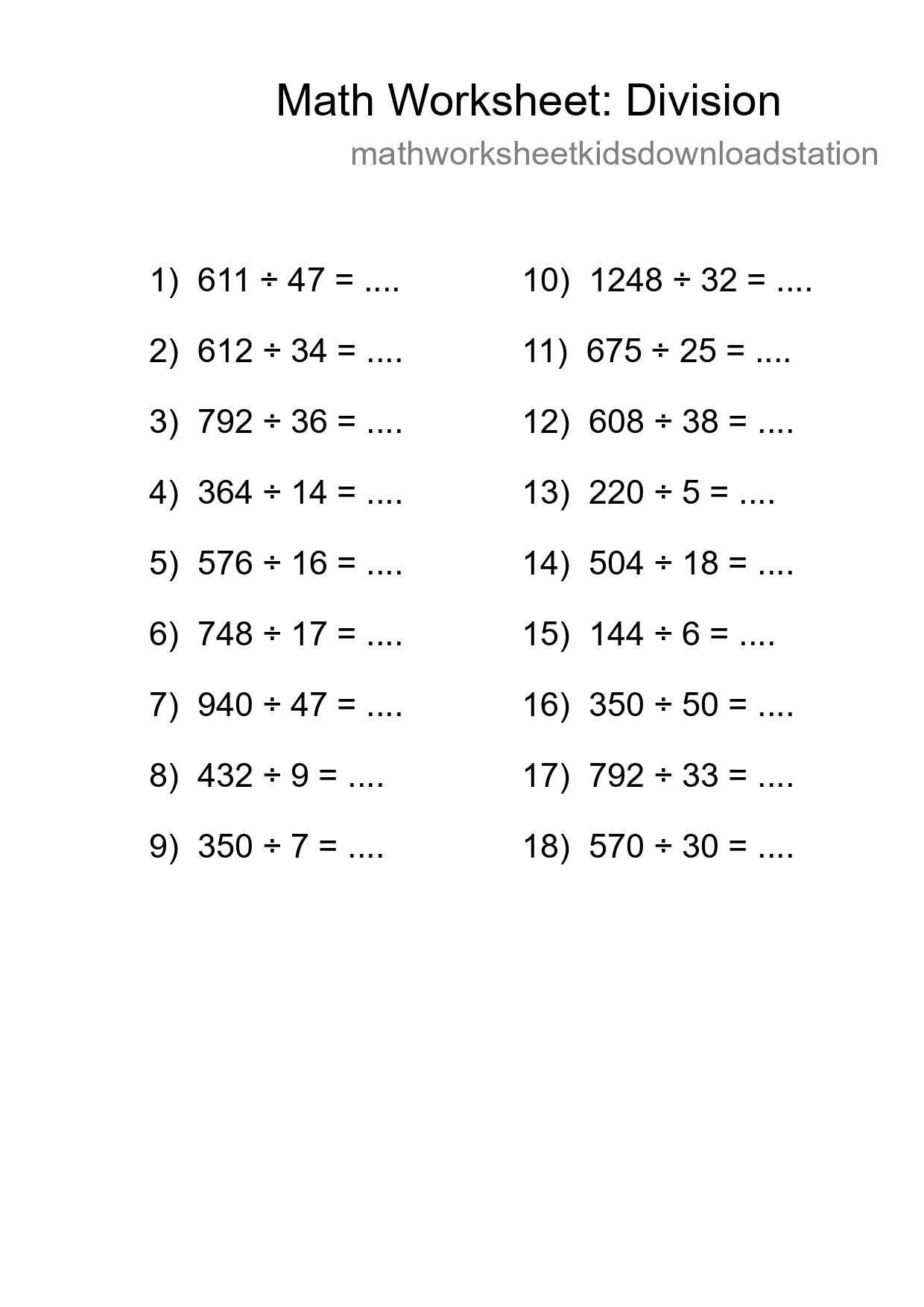 Printable Free 18 Division Math Worksheet For Grade 2 - Part 70